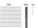 Double rod mesh fence complete set, anthracite, height 140 cm, length 30 m