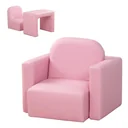 2 in 1 children's sofa table and chair pink