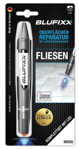 "Repair pen 5 g MGS for tiles including blue LED light, white image"