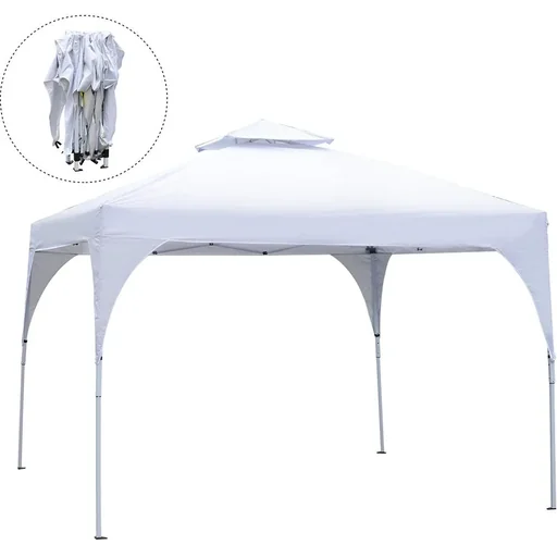 "Pavilion Garden Pavilion Party Tent Garden Tent Marquee Double Roof UV-resistant Water-repellent Metal + Oxford White 3 x 3 image"