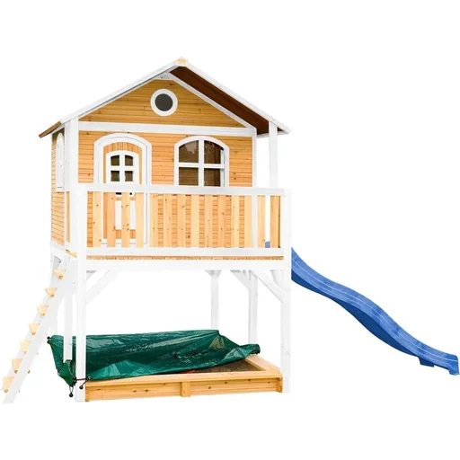 "Marc playhouse brown/white with blue slide image"
