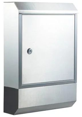 "Stainless steel mailbox with newspaper compartment below image"