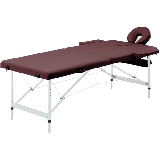 "Foldable massage table 2 zones aluminum purple image"