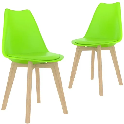 "Dining table chairs, 2 pieces, green plastic image"