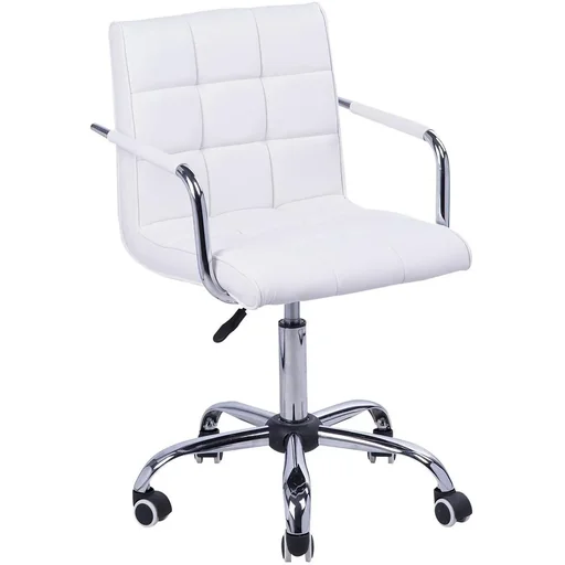 "Swivel chair with curved armrests white/silver image"