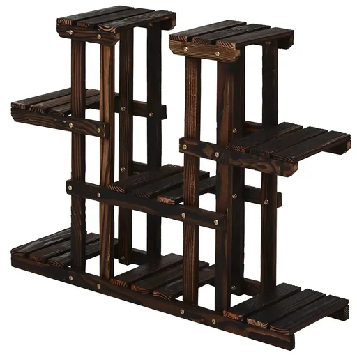 "Four-tier flower shelf dark brown image"