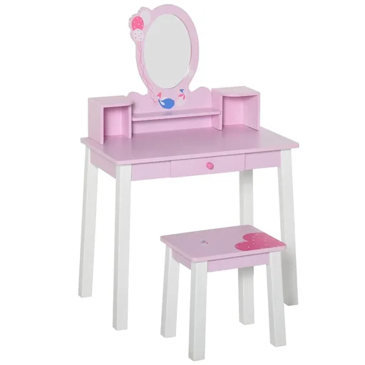 "2-set children's dressing table and stool image"