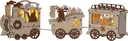 LED Christmas train with lighting, wood look