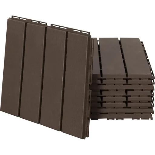 "Set of 9 floor tiles, click mechanism, wood grain, brown, 30 x 30 x 2 cm (size per tile) image"