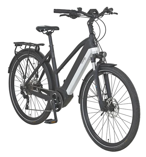 "Women's e-bike, 28-inch frame, 52 cm frame height, 10-speed derailleur, matte silver, eSUV 22.ETS.15 image"