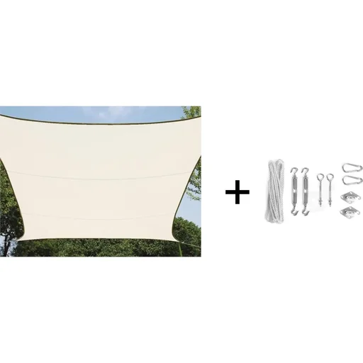 "Shade cloth / sun sail including Perel fixing kit - Rectangle - 2 x 3 m - Cream image"