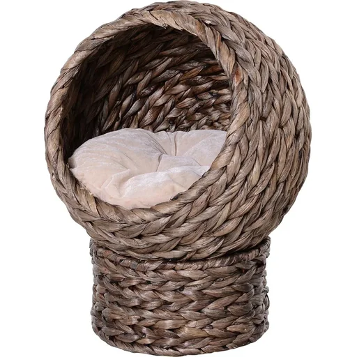 "Cat basket with cushion brown image"