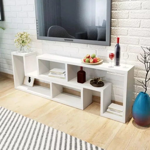 "TV cabinet double L-shaped white image"
