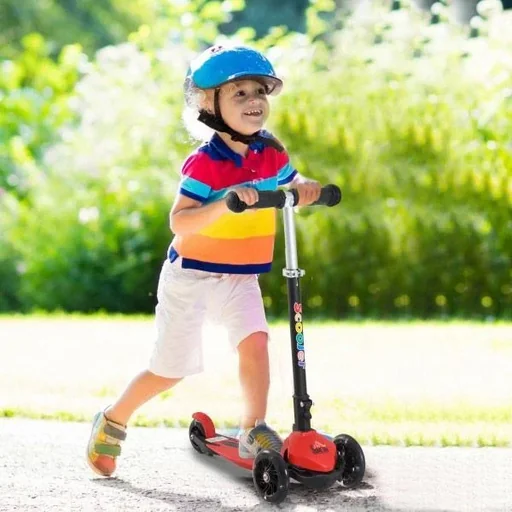 "Kick scooter children's scooter 3 wheels red image"