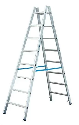 "Aluminum rung double ladder 2 x 8 rung ladder image"