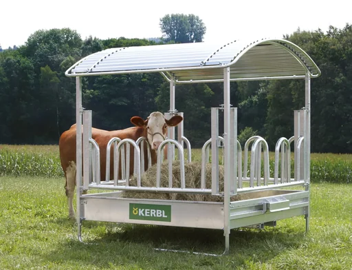 "Square hay rack with palisade feeding grid, for cattle and horses image"