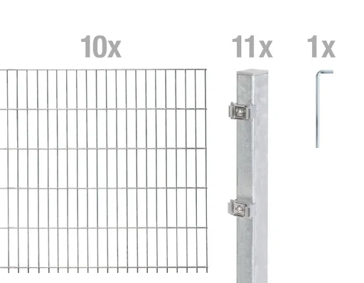 "Double rod mesh fence complete set, hot-dip galvanized, height 80 cm, length 20 m image"