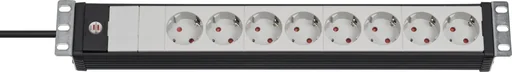 "Premium-Line 8-way power strip, 19" format ideal for server cabinets, without switch, black/grey image"