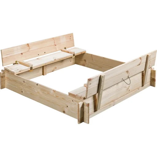 "Sandpit made of bare wood image"