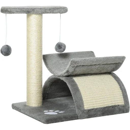 "Cat scratching post with ball brown image"