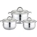 6 pieces pots and pans - with glass lid - stainless steel - silver