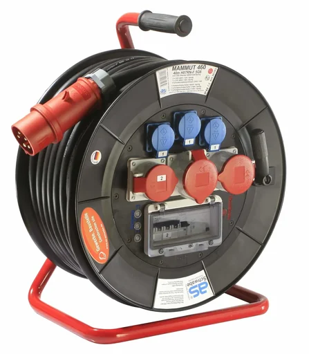 "Professional drum Mammut 460 Version 4, 40m, 3 sockets 230V, 2+1-CEE sockets, with carrying and base frame image"