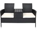 Garden bench/ Love Bench with box/ Table with seat cushions 143x64x88cm - Black