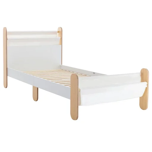 "Children's bed with bed bag toy bag for 3+ years wooden bed for girls and boys children's room wood white+natural 229 x image"