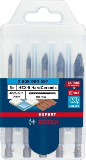 "HEX-9 HardCer drill bit set 5-piece EXPERT image"
