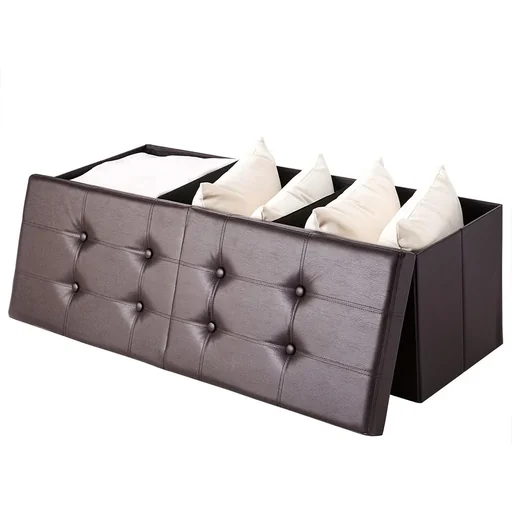 "Foldable seat box with hinged lid, brown - 115 x 38 x 38 cm image"