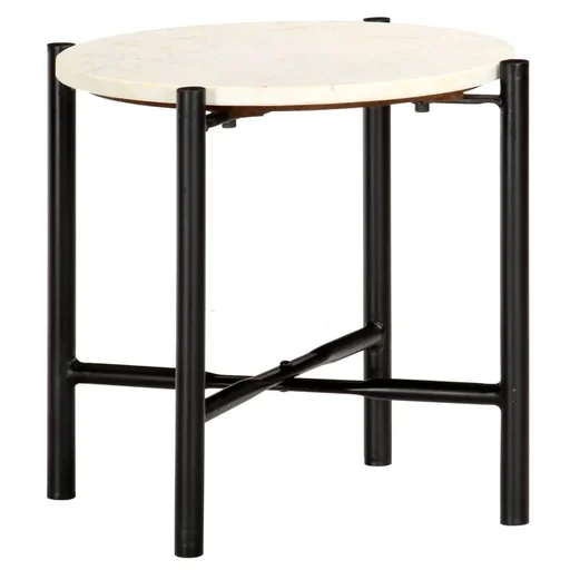 "Coffee table 40x40x40 cm real stone with white marble structure image"