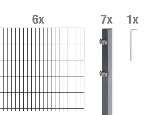 "Double rod mesh fence complete set, anthracite, height 80 cm, length 12 m image"