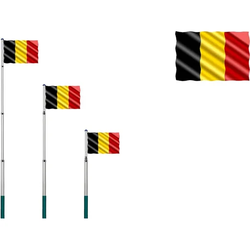 "OneTools telescopic flagpole 630cm Belgium flag - including Belgium flag - 90x150cm image"