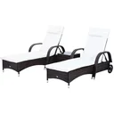 Rattan sun loungers with table grey