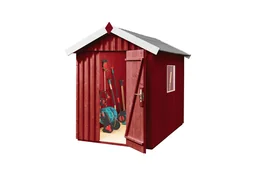 Schwedenhaus Gr. 1, L x B x H 200 x 208 x 220 cm, sägerauh, schwedenrot, mit Ein