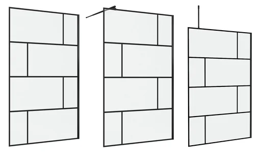 "Shower screen in modern design 120 x 195 cm - glass shower with matt black wall profile - including ceiling bracket image"