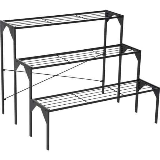 "Flower staircase flower stand plant stand flower shelf flower bench metal black 85 x 65.5 x 66 cm image"