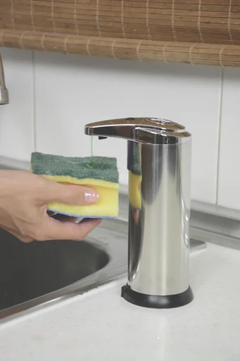 "Automatic soap dispenser, stainless steel image"