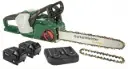 Set cordless chainsaw + 2 x 4 Ah batteries + double fast charger + chain
