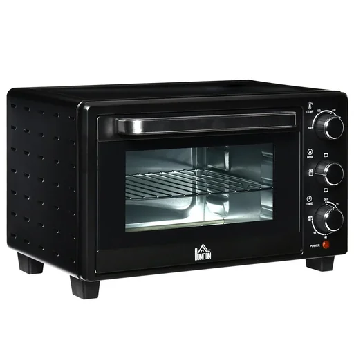 "Mini oven 21L with 1 wire rack and 1 baking tray 3 cooking modes adjustable temperature oven 1400W metal stainless steel image"