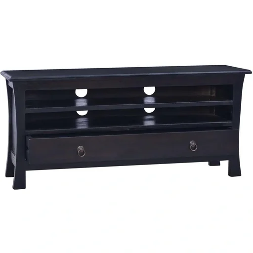 "TV cabinet 100x30x45 cm solid mahogany light coffee-colored image"