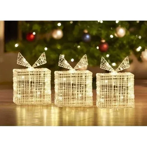 "3 illuminated gift boxes of 20 cm height - 40 LEDs image"