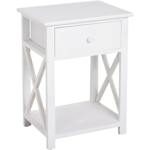 "Side table with drawer white image"