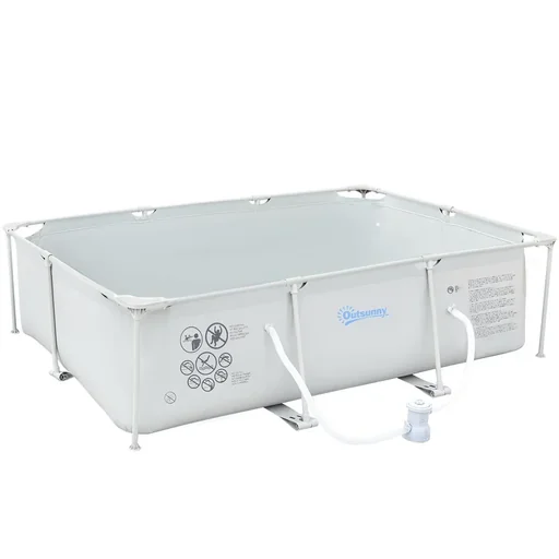 "Frame pool with hose wire swimming pool drain valve for clean water 1000D PVC steel gray 292 x 190 x image"
