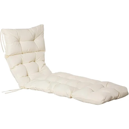 "Lounger cushion polyester cream white 200 x 60 x 13 cm image"