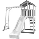 Beach Tower play tower with climbing frame - white slide