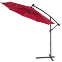 Parasol Mali with LED lighting, pivoting red - Ø 3.3m