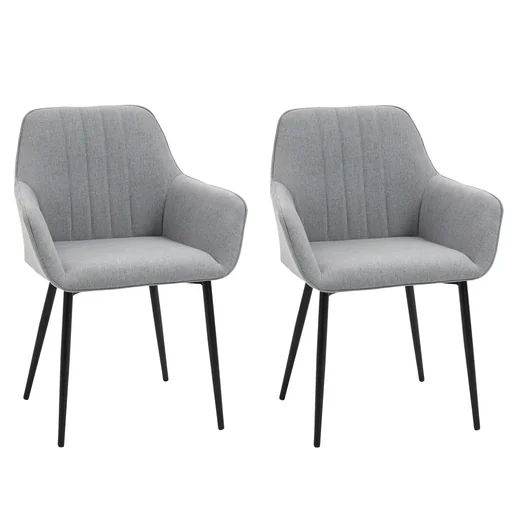 "2-piece dining chairs dining chairs with breathable linen cover ergonomic kitchen chair with backrest armrest and image"