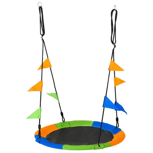 "Nest swing plate swing children's swing garden swing up to 80 kg load capacity for 3+ years metal polyester blue+green+or image"