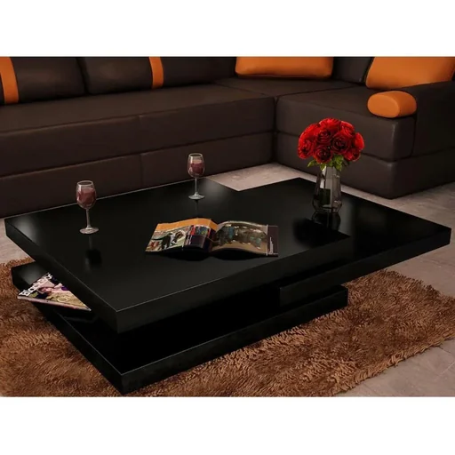 "Coffee table with 3 layers of high gloss black image"